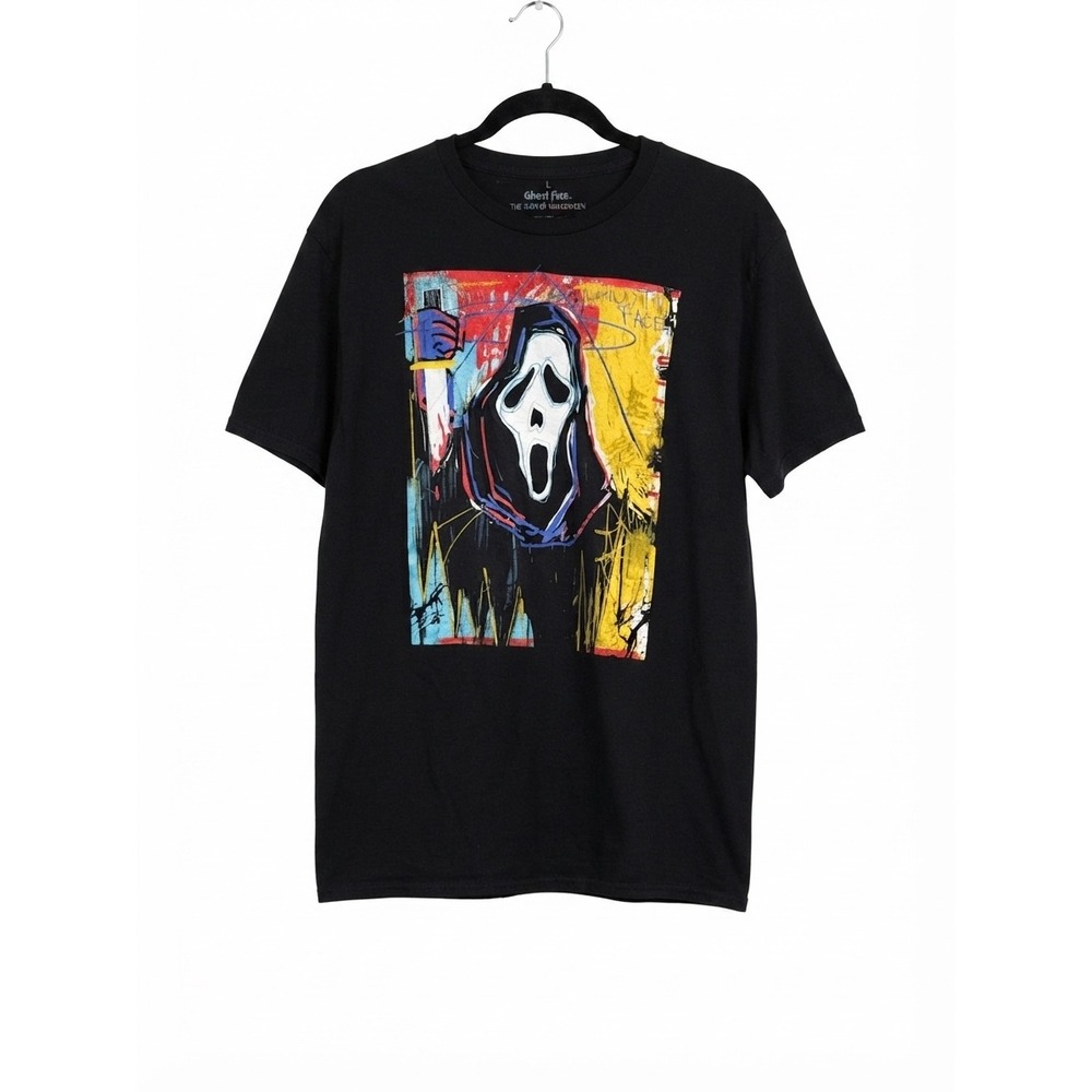 Ghost Face The Icon of Halloween Black Graphic T-Shirt Mens Large Scream Horror